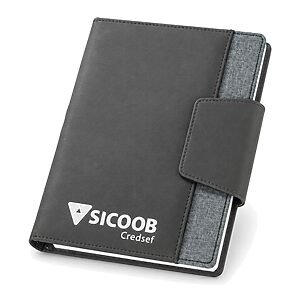Caderno Executivo A5 em Couro Sintético e Tecido Personalizado