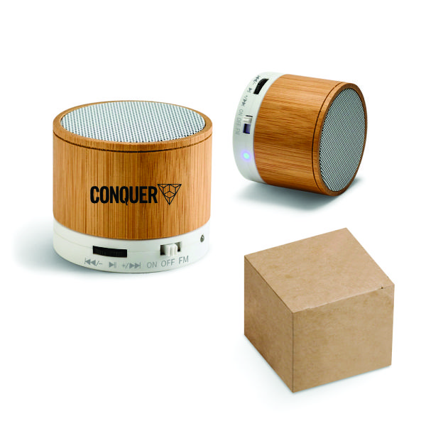 Caixa de Som Bambu Personalizada
