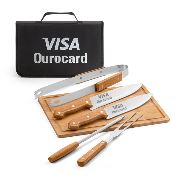 Kit Churrasco com Tábua e Estojo Personalizado