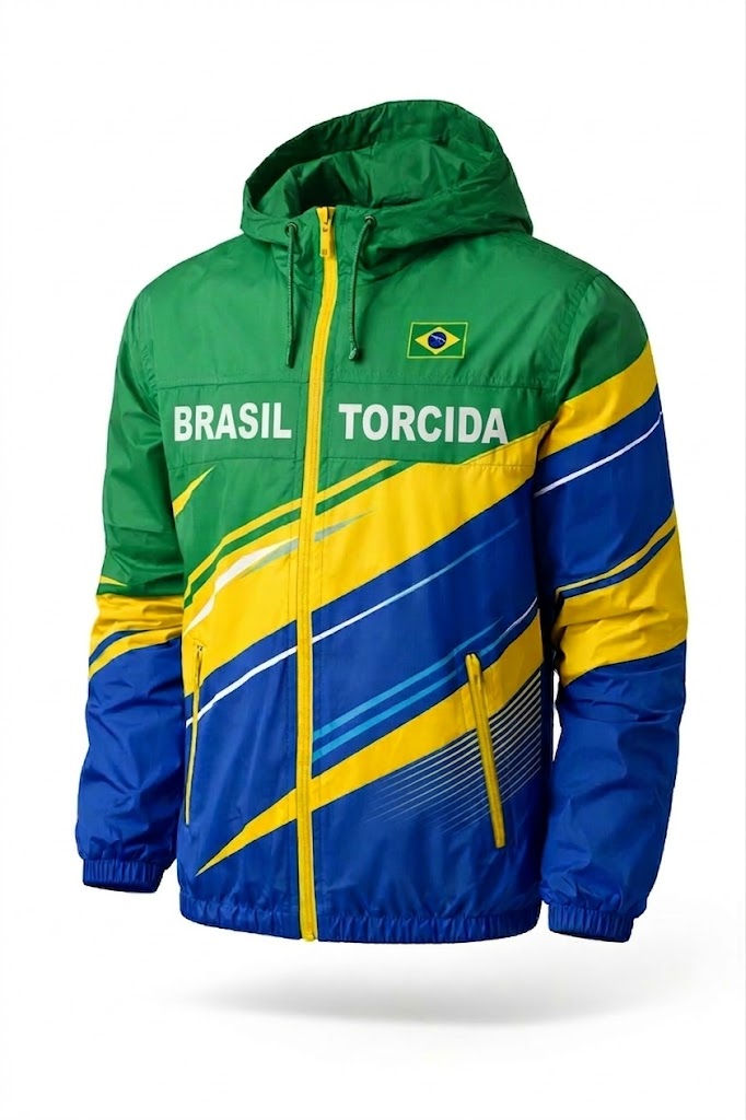 Jaqueta Corta-Vento Torcida Brasil Personalizada