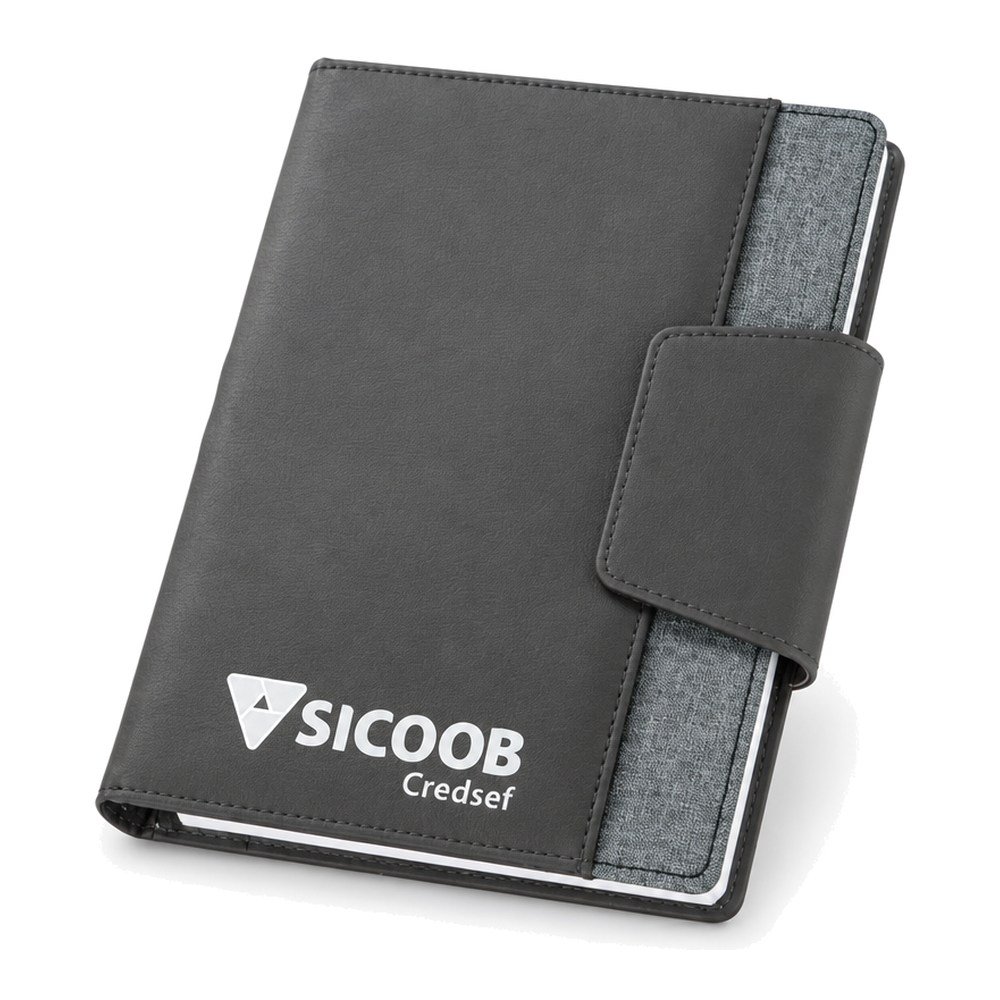 Caderno Executivo A5 em Couro Sintético e Tecido Personalizado