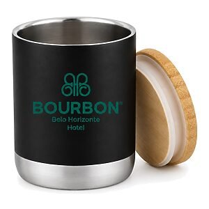Copo Térmico Inox com Tampa de Bambu Personalizado