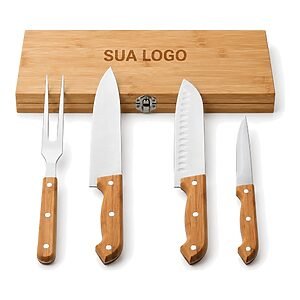 Kit Churrasco com Caixa Bambu Personalizado
