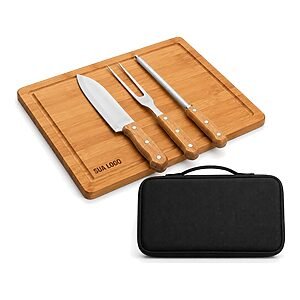 Kit Churrasco Tábua de Bambu com Caixa Personalizado