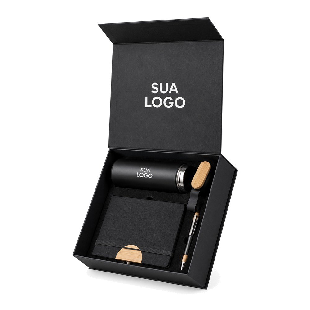 Kit Corporativo com Garrafa 600 ml e Bambu Personalizado