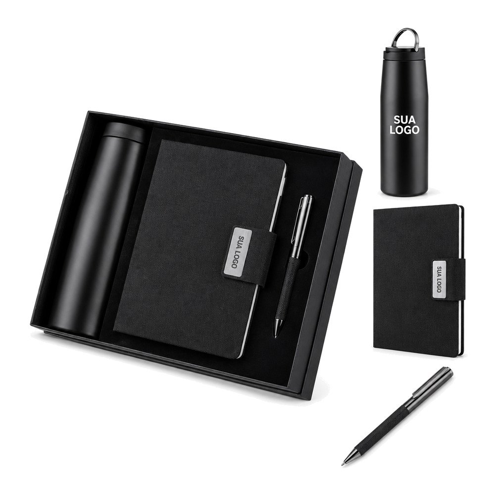 Kit Corporativo com Garrafa Inox 550 ml Personalizado
