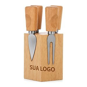 Kit Facas de Queijo com Suporte Personalizado