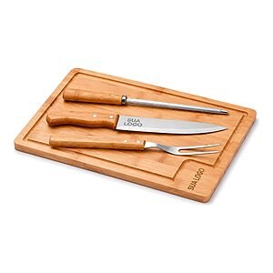 Kit para Churrasco com Tábua Gravada Personalizado