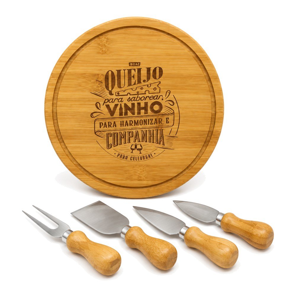 Kit Tábua de Queijos em Bambu Personalizado
