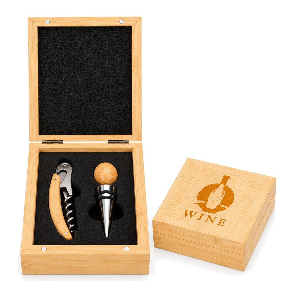 Kit Vinho 2 Peças em Bambu Personalizado