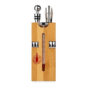 Kit Vinho 6 Peças com Suporte de Bambu Personalizado