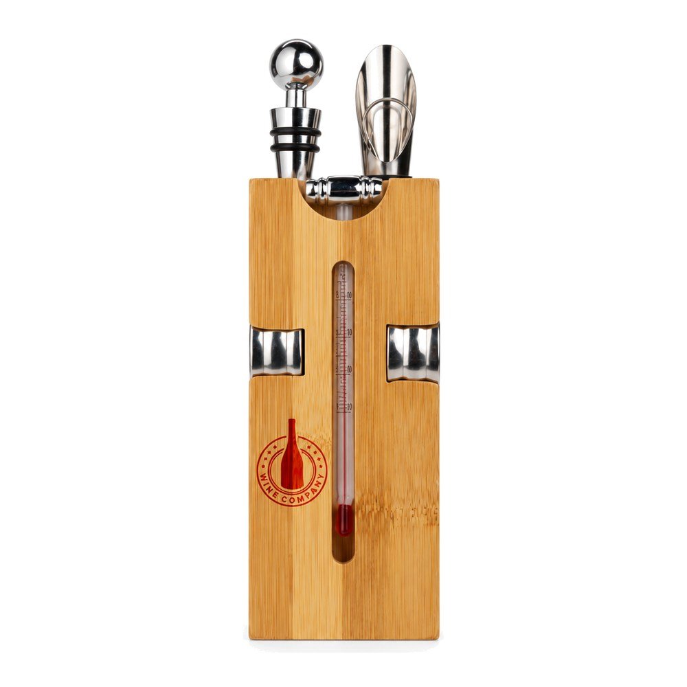 Kit Vinho 6 Peças com Suporte de Bambu Personalizado