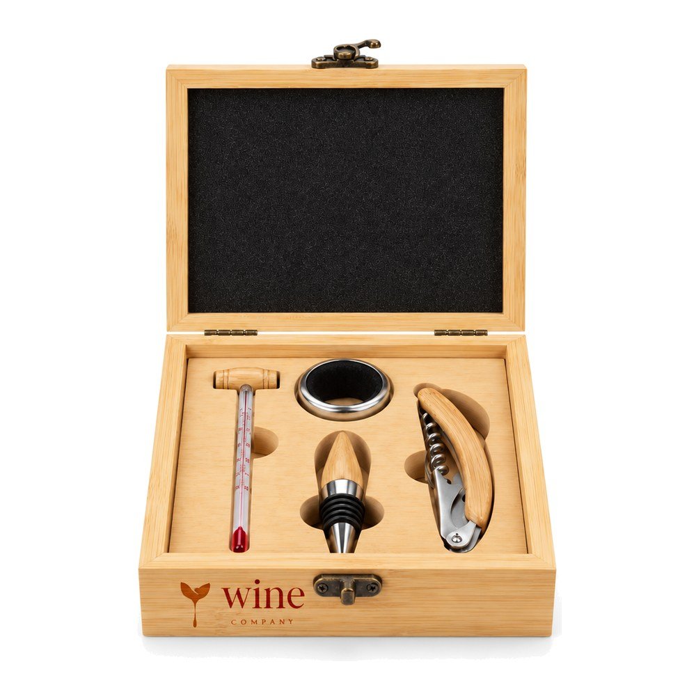 Kit Vinho 4 Peças com Termômetro Personalizado