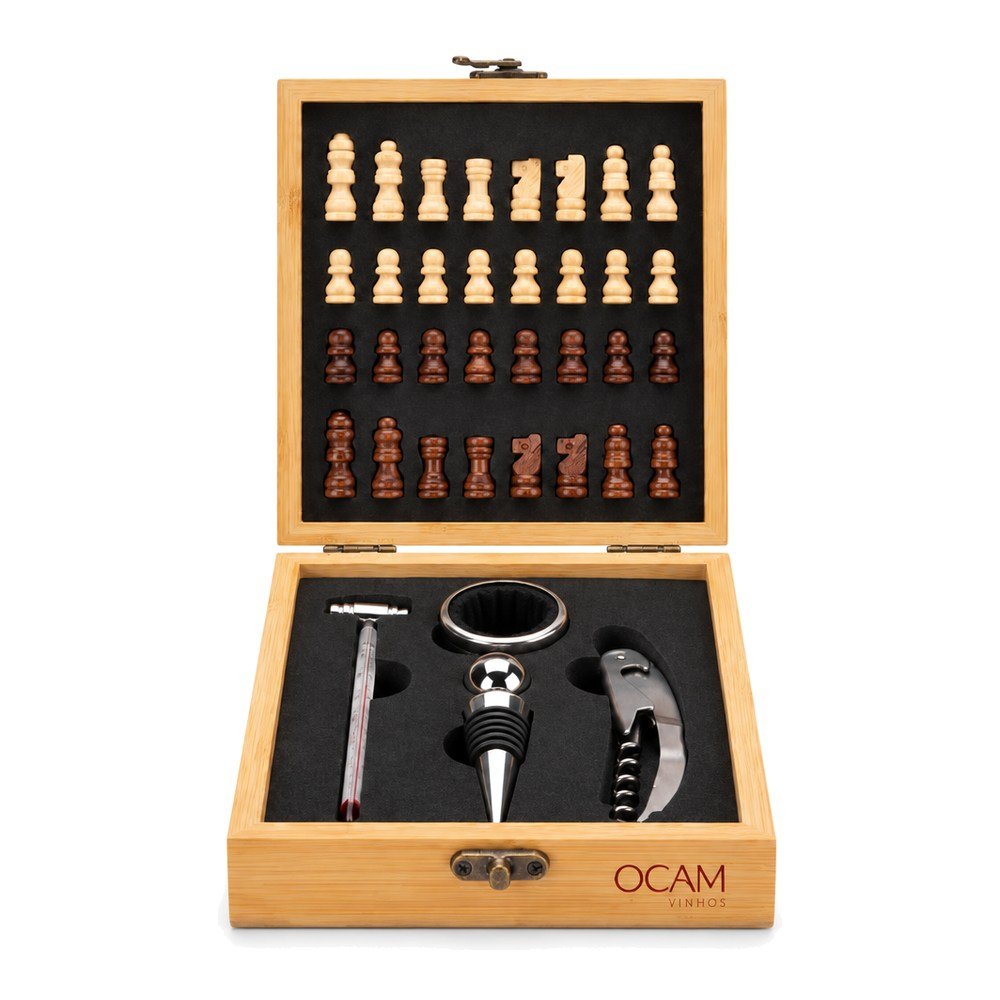 Kit Vinho com Jogo de Xadrez Personalizado